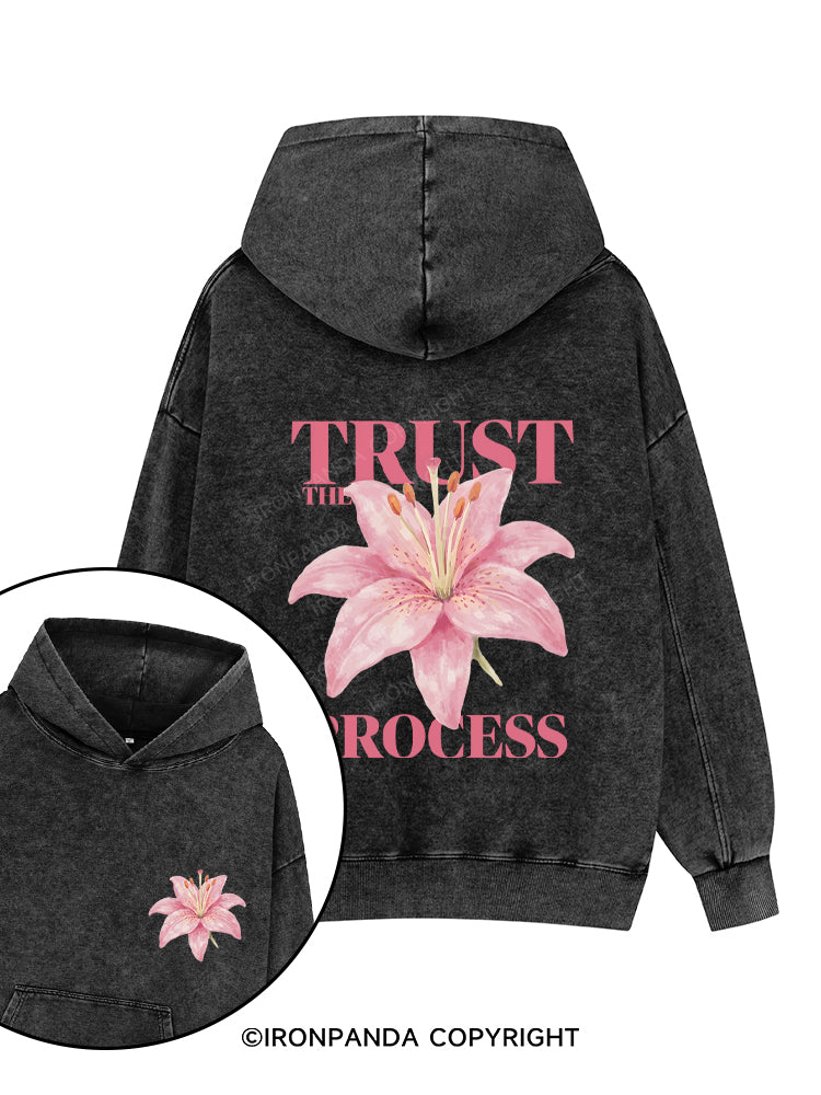 TRUST THE PROCESS Printed Washed Gym Hoodie