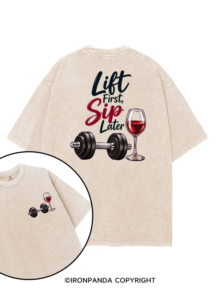 Lift First Sip Later printed Gym Shirt