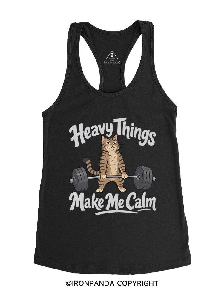 Heavy Things Make Me Calm Gym Racerback Tank