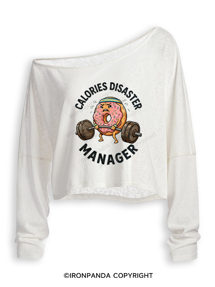 Calories Disaster Manager Off Shoulder Long Sleeve Crop Top