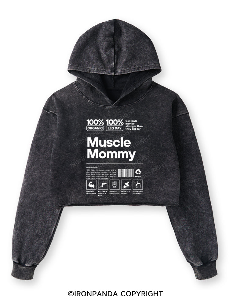 Muscle Mom Letters Washed Crop Hoodie