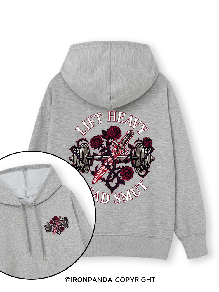 LIFT HEAVY READ SMUT Double-Sided Printed Classic Gym Hoodie
