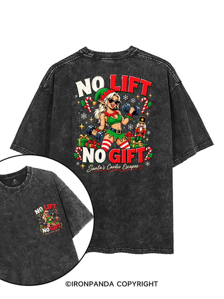 NO LIFT NO GIFT SANTAS CARDIO ESCAPEE ELF printed Gym Shirt