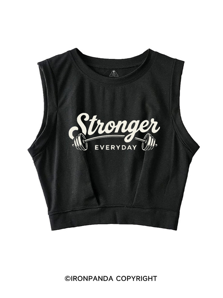STRONGER EVERYDAY POSITIVE GYM SLEEVELESS CROP TOPS