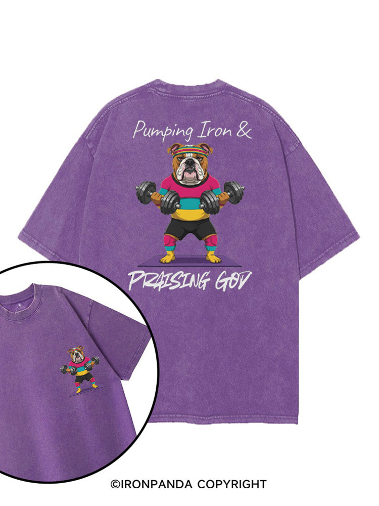 Pumping Iron and Praising God printed Gym Shirt