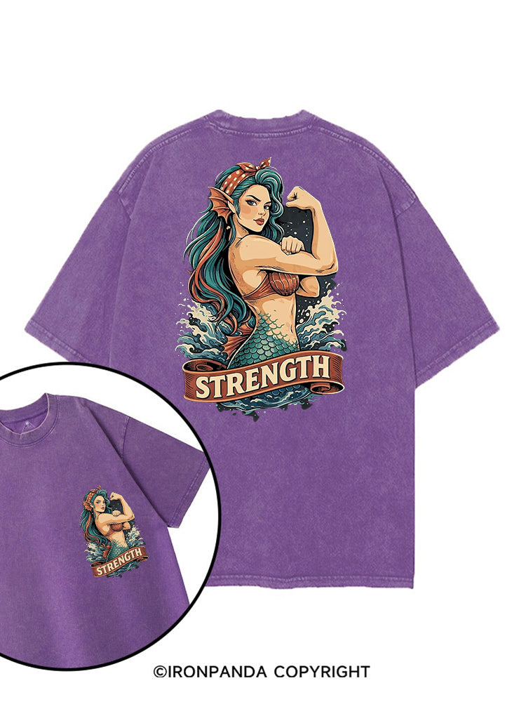 STRENGTH STRONG MERMAID printed Gym Shirt
