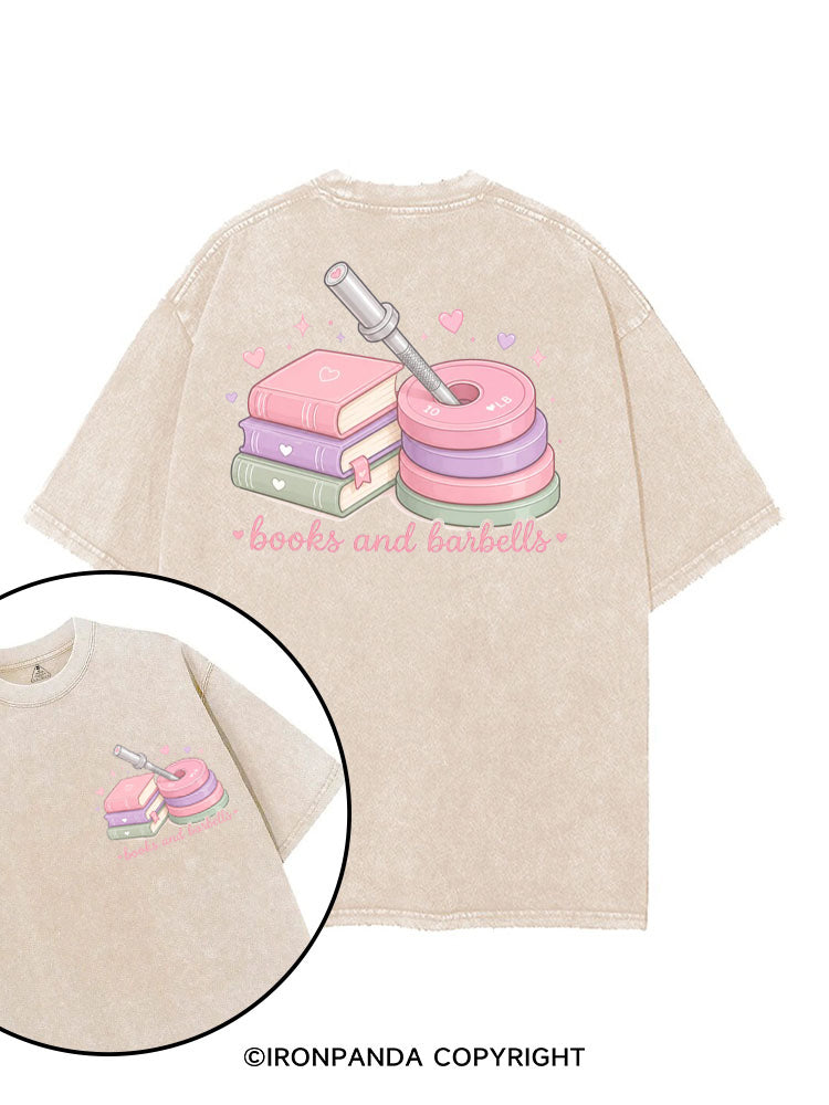 BOOKS AND BARBELLS WORKOUT printed Gym Shirt