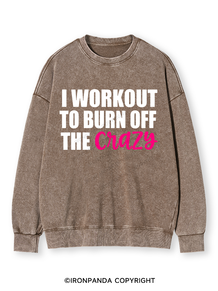 I WORKOUT TO BURN OFF THE CRAZY Washed Sweatshirt