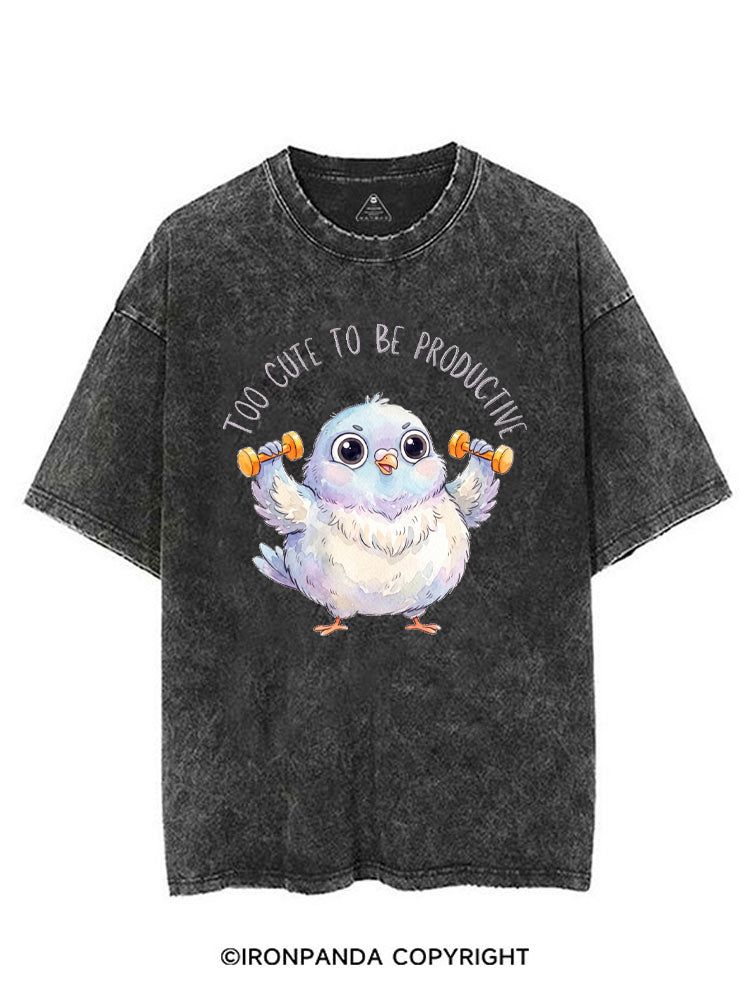 TOO CUTE TO BE PRODUCTIVE WORKOUT PIGEON VINTAGE GYM SHIRT
