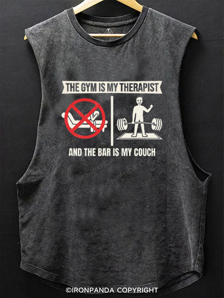 The Gym Is My Therapist and the Bar Is My Couch Scoop Bottom Cotton Tank