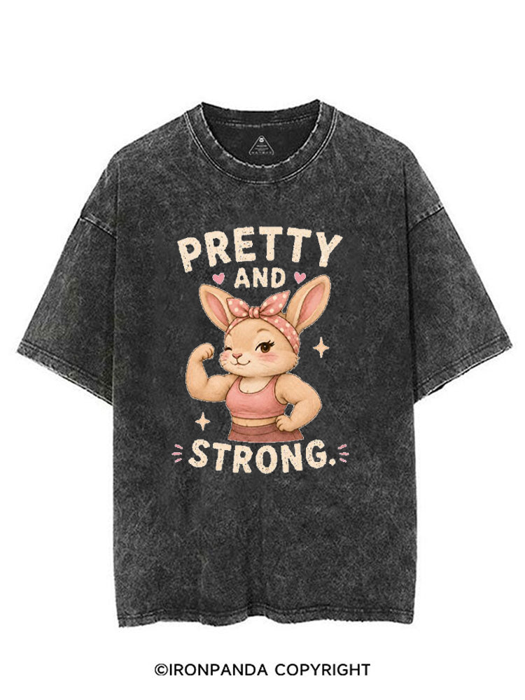 PRETTY AND STRONG BUNNY VINTAGE GYM SHIRT