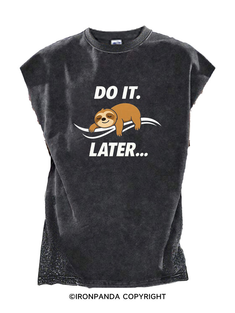 Do It Later Sleeping Sloth Cut Off Tank