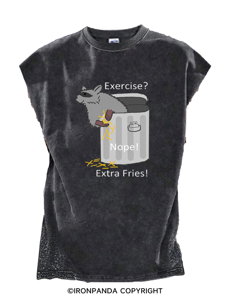 Exercise Nope Extra Fries Raccoon Cut Off Tank