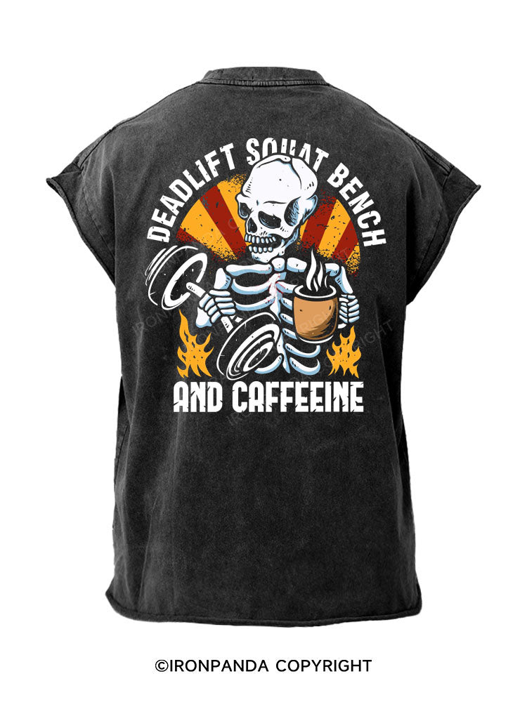 Deadlift, Squat, Bench, and Caffeine Back Printed Cut Off Tank