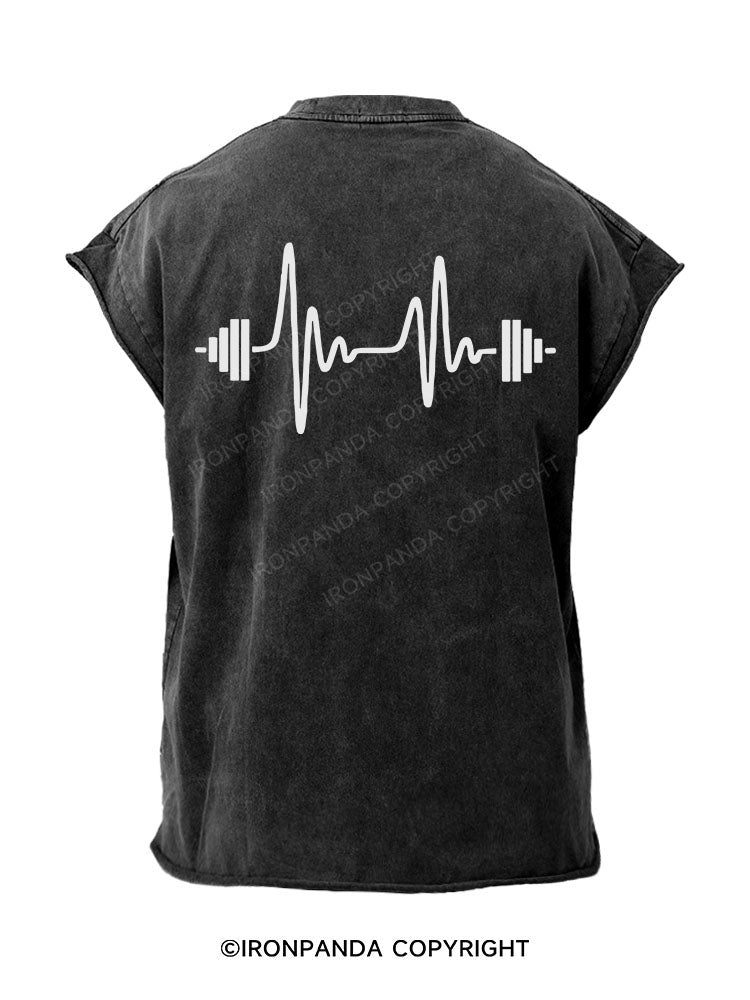 Weightlifting and Music Back Printed Cut Off Tank