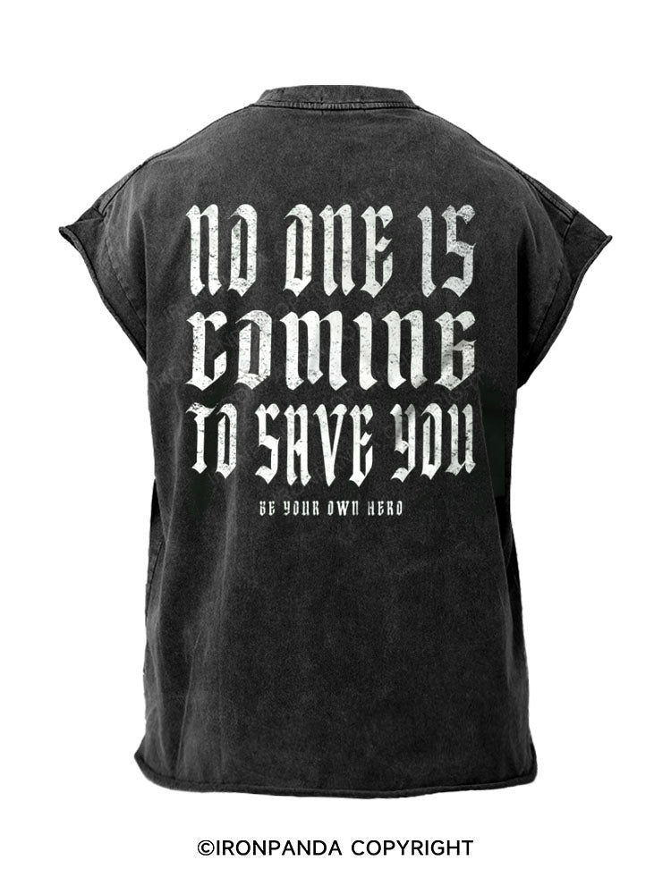 Be your own hero  Back Printed Cut Off Tank