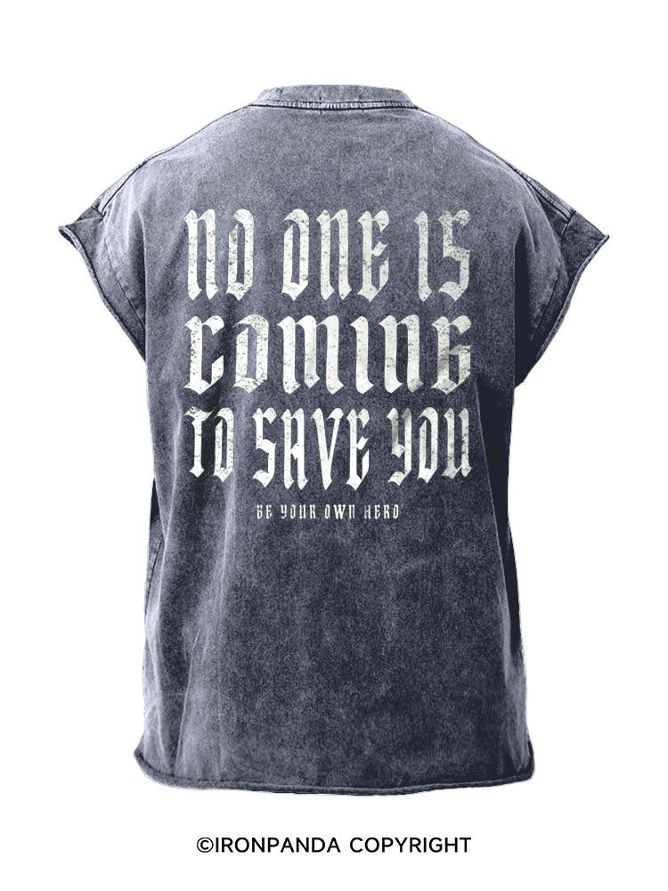 Be your own hero  Back Printed Cut Off Tank