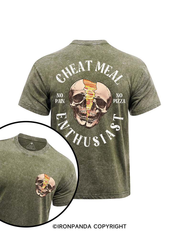 cheat meal entusiast printed Washed Gym Shirt