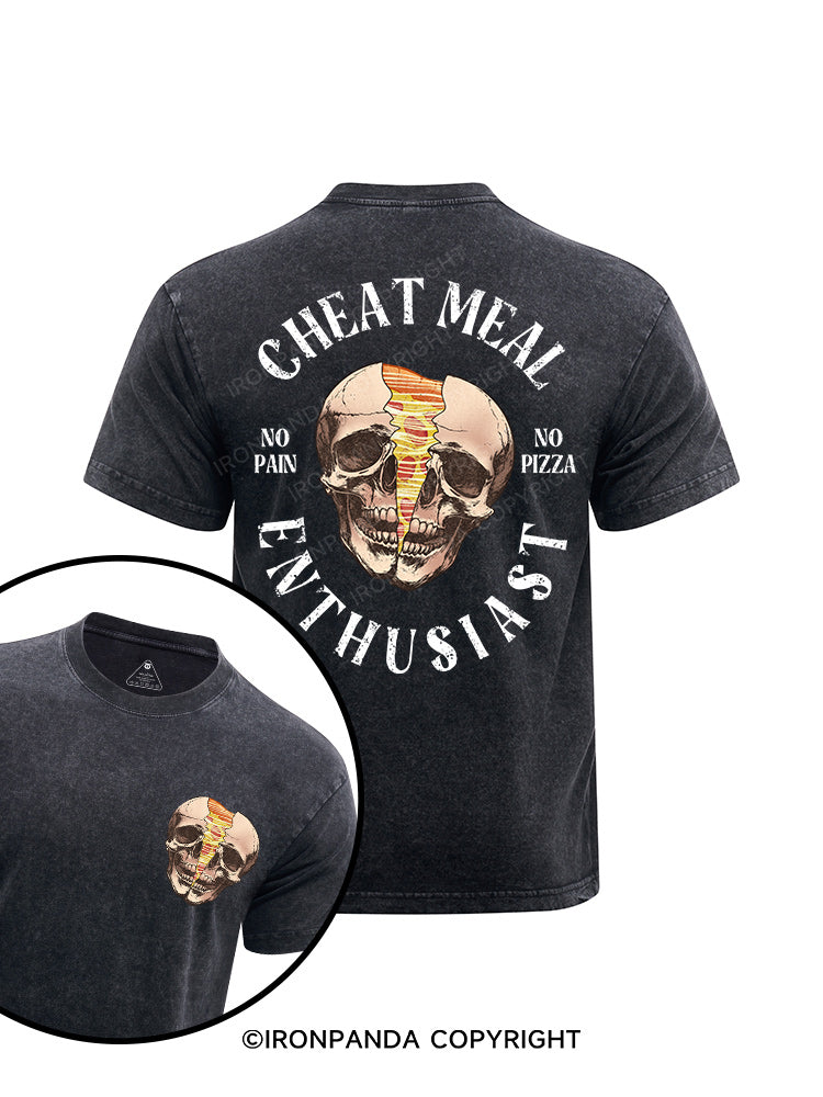 cheat meal entusiast printed Washed Gym Shirt