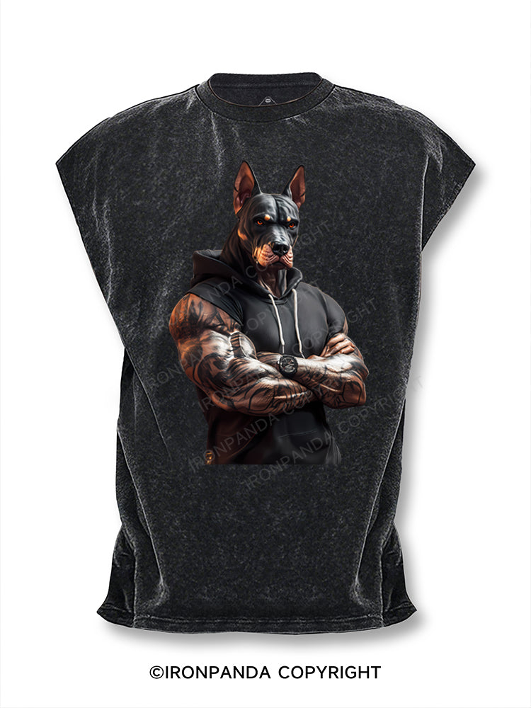 Muscular Doberman Pinscher Cut Off Tank