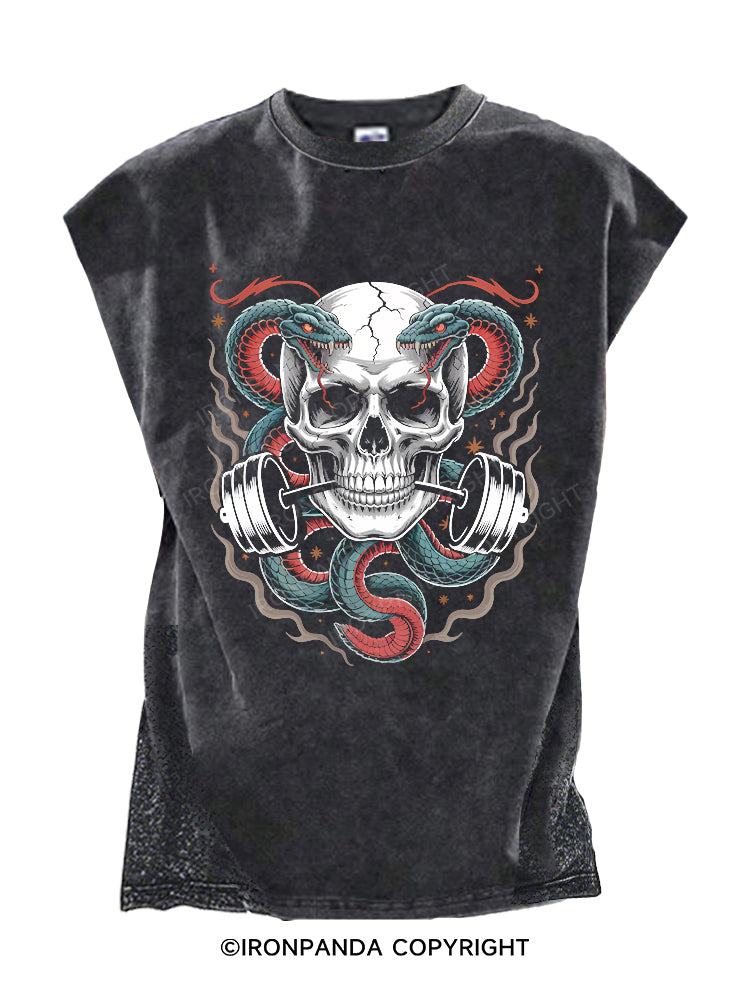 Barbell Skull Cut Off Tank