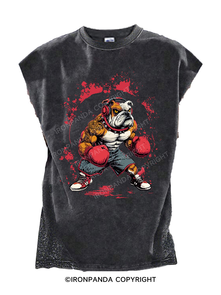 BOXING MUSCLE BULLDOG Cut Off Tank