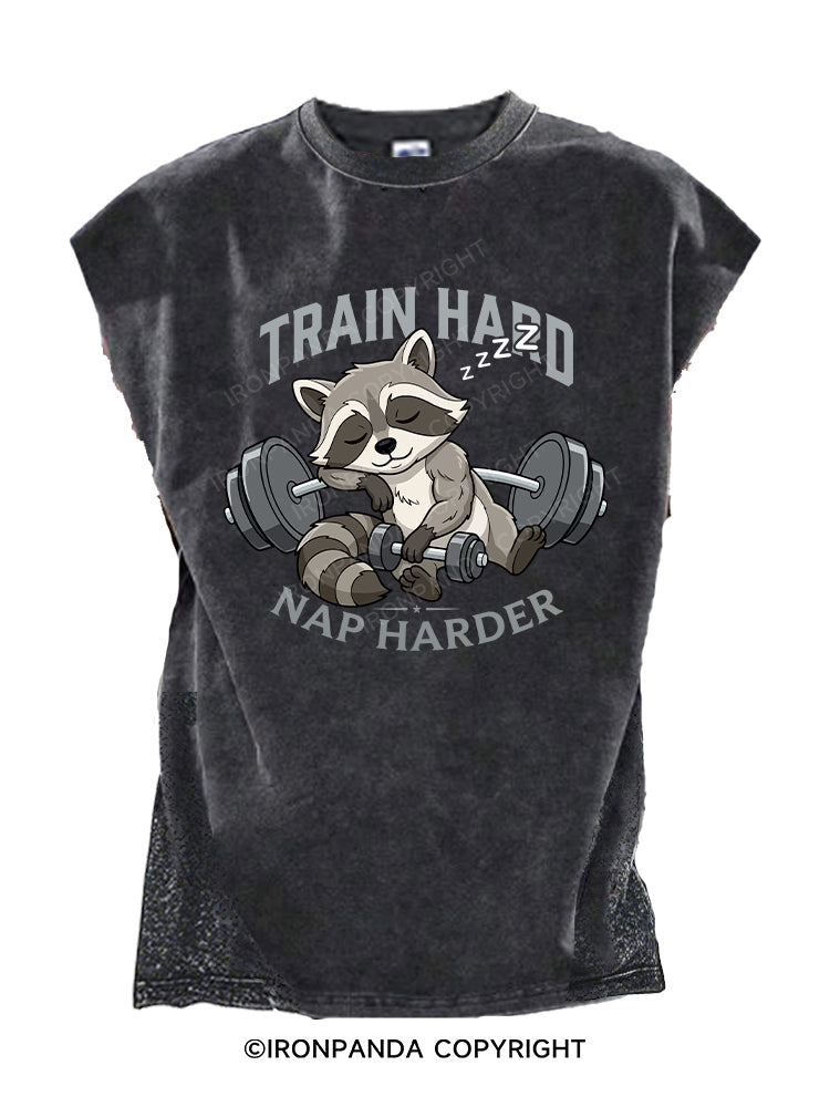TRAIN HARD NAP HARDER Cut Off Tank