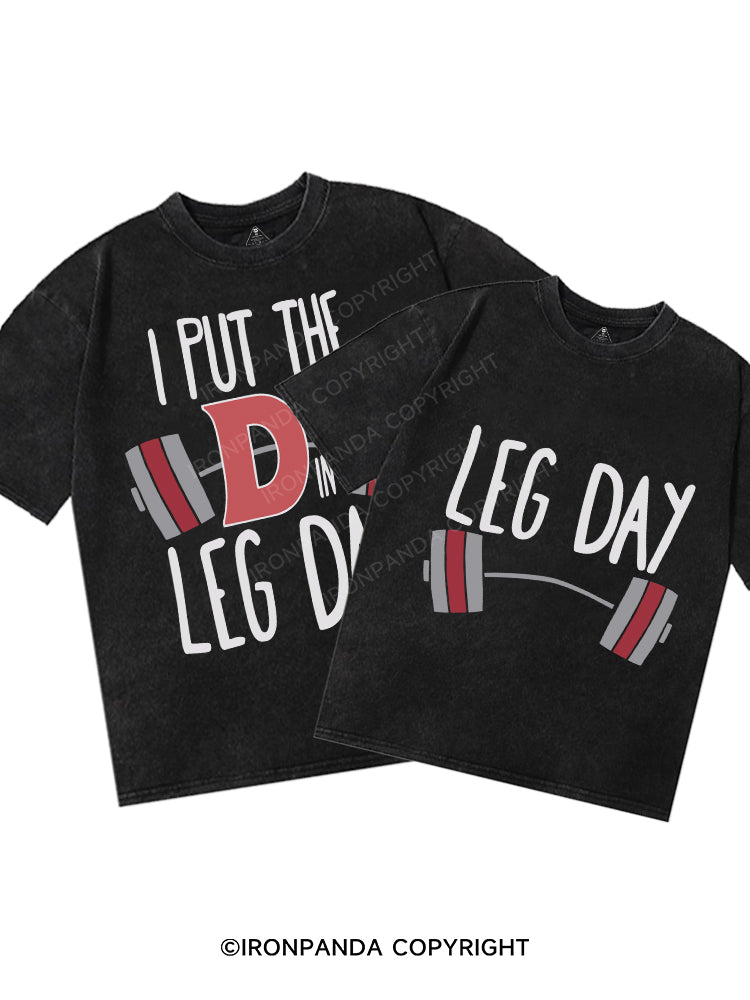 leg day Washed Matching Couple Gym Shirt
