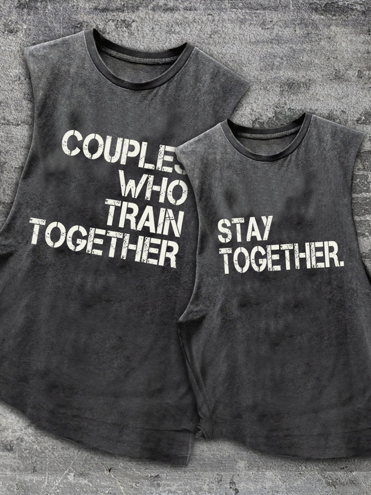 Couples Who Train Together Stay Together  Scoop Bottom Cotton Matching Gym Tank