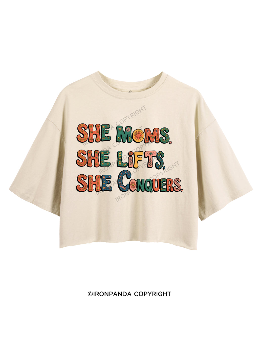 SHE MOMS. SHE LIFTS. SHE CONQUERS CROP TOPS