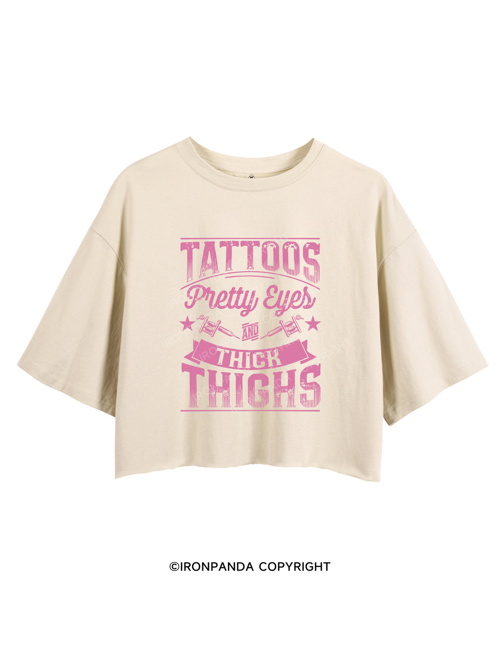 TATTOOS PRETTY EYES AND THICK THIGHS CROP TOPS