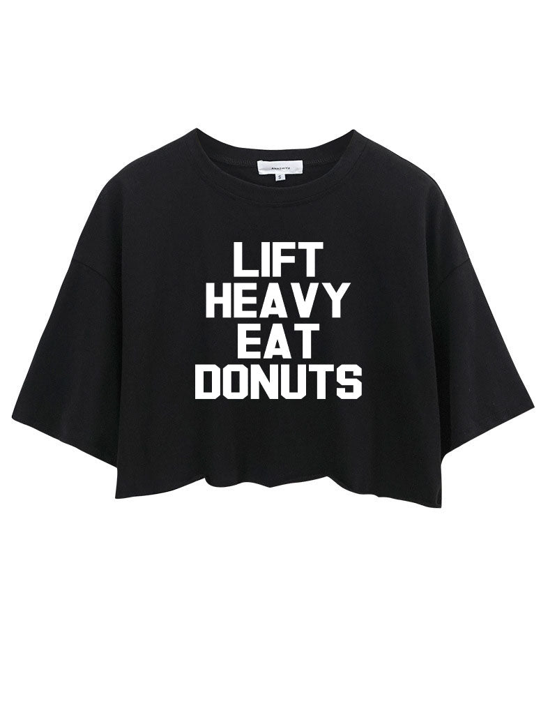 Lift Heavy Eat Donuts Crop Tops