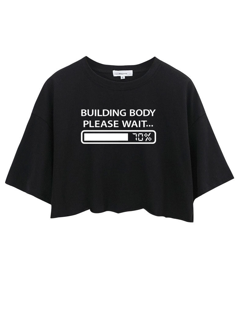 Building Body Please Wait Crop Tops