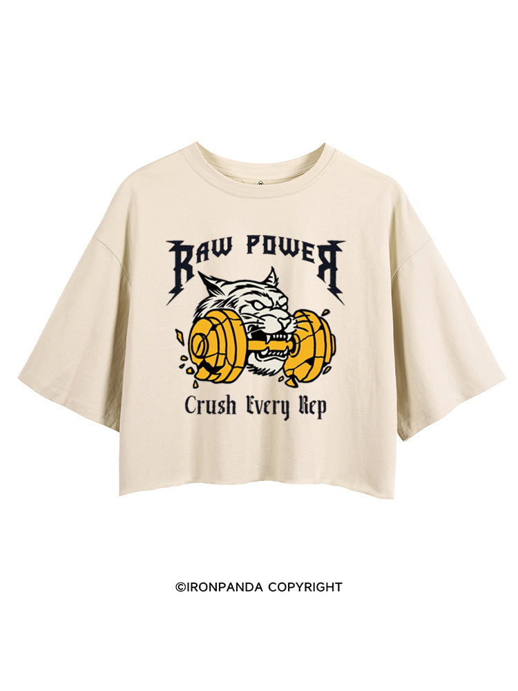 RAW POWER CRUSH EVERY REP TIGER CROP TOPS