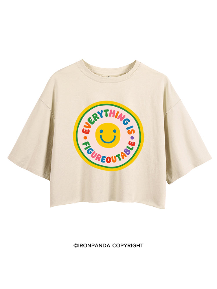 EVERYTHING IS FIGUREOUTABLE GYM SMILE CROP TOPS