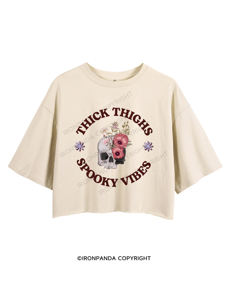 THICK THIGHS SPOOKY VIBES CROP TOPS