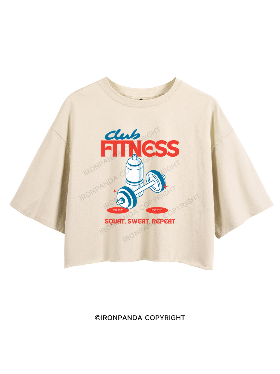 FITNESS CLUB SQUAT SWEAT REPEAT CROP TOPS