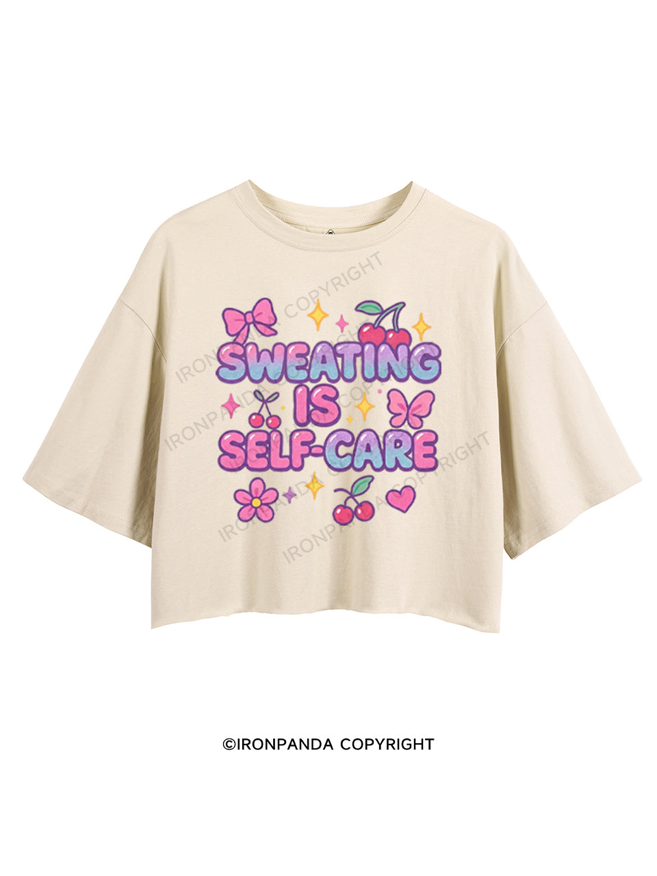 SWEATING IS SELF-CARE CROP TOPS