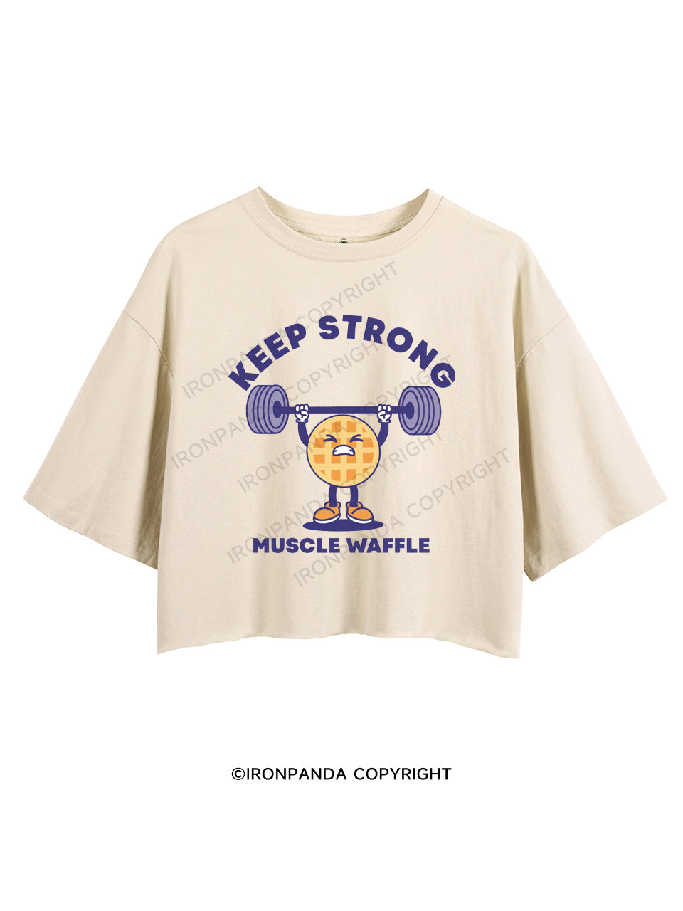 KEEP STRONG MUSCLE WAFFLE CROP TOPS