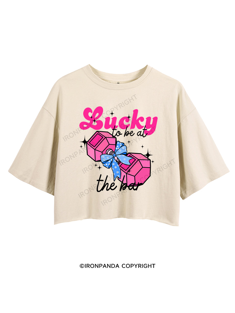 LUCKY TO BE AT THE BAR CROP TOPS