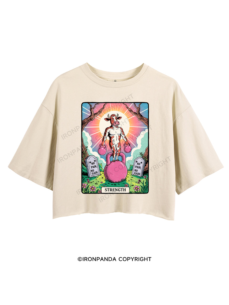 STRENGTH NO PAIN NO GAIN CROP TOPS