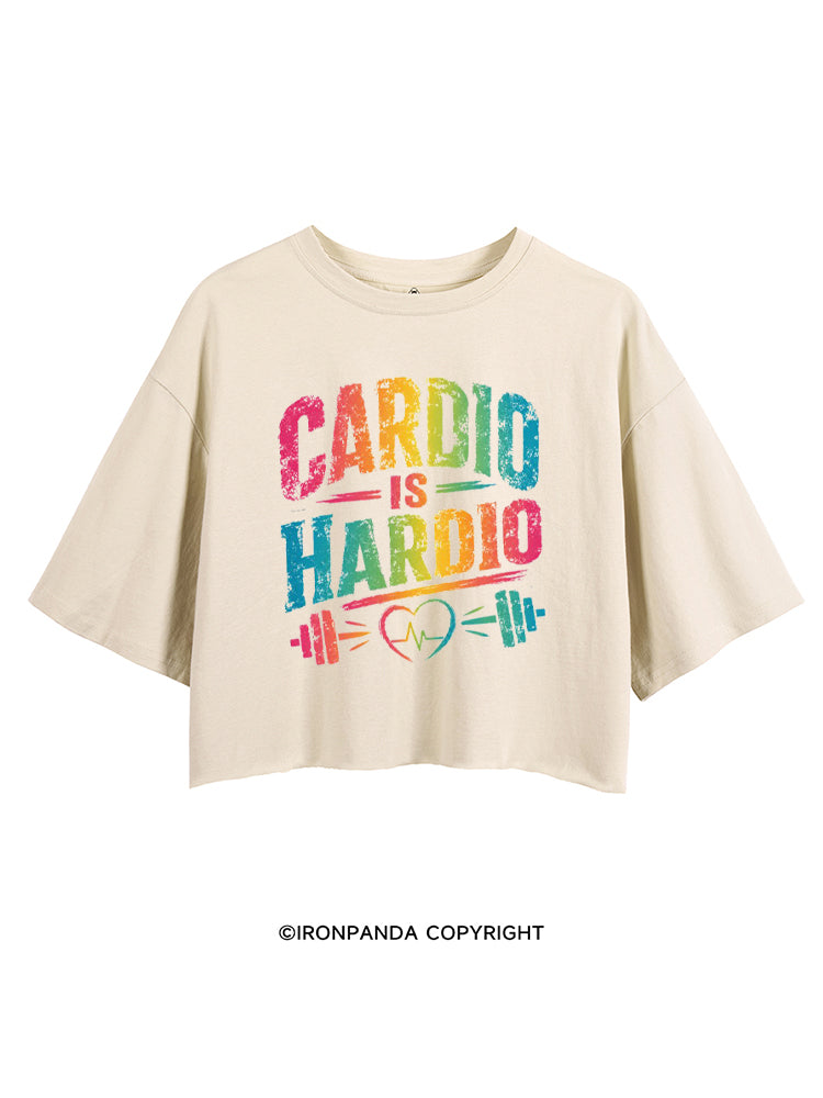 CARDIO IS HARDIO COLORFUL FITNESS CROP TOPS