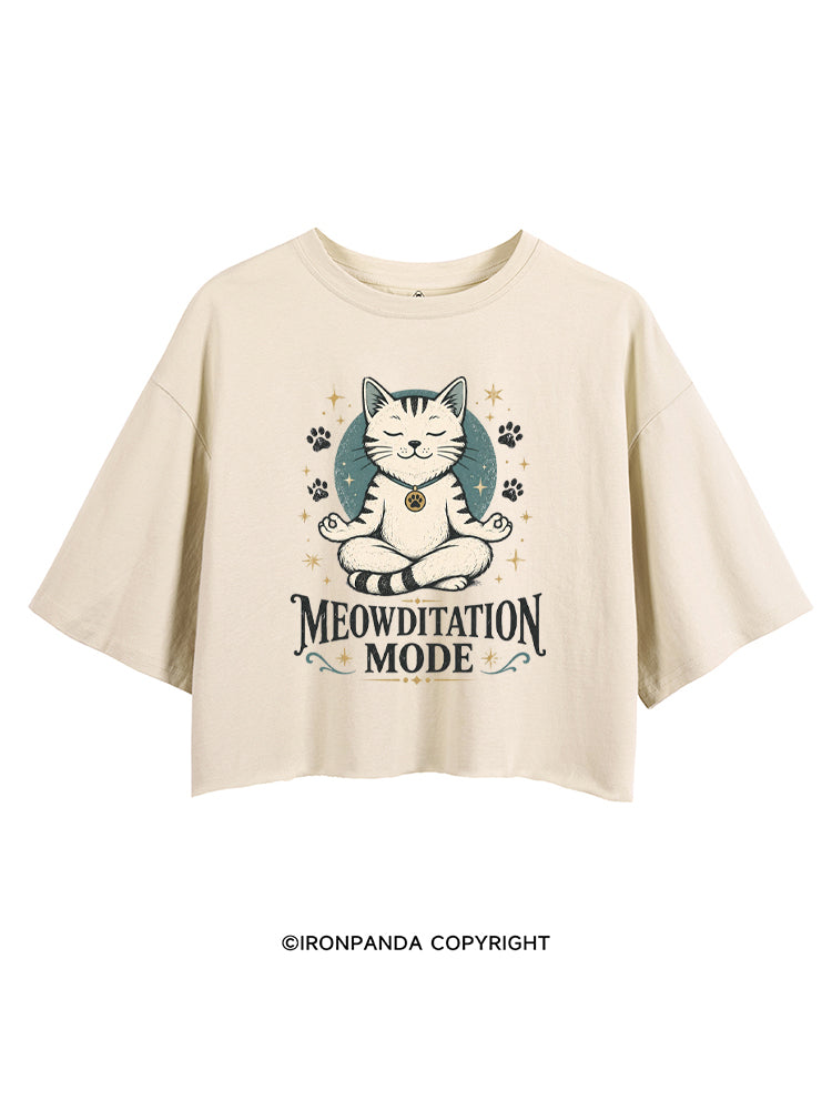 MEOWDITATION MODE CROP TOPS