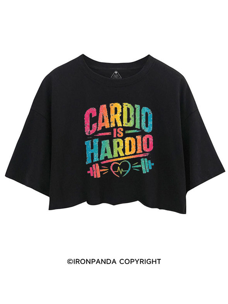 CARDIO IS HARDIO COLORFUL FITNESS CROP TOPS