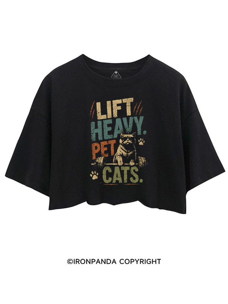 LIFT HEAVY PET CATS FUNNY KITTY CROP TOPS