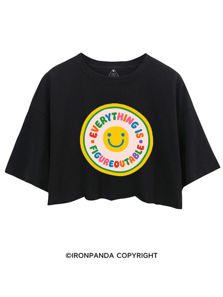 EVERYTHING IS FIGUREOUTABLE GYM SMILE CROP TOPS