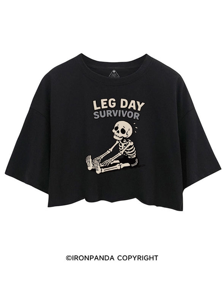 LEG DAY SURVIVOR SKELETON CROP TOPS