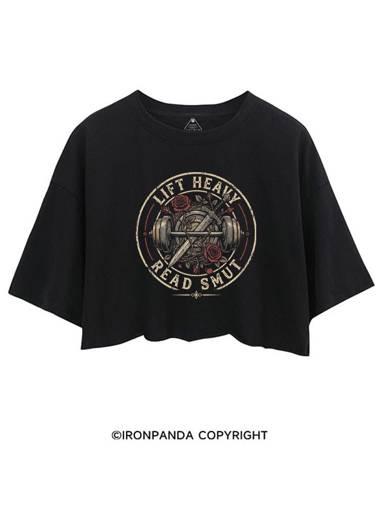LIFT HEAVY READ SMUT BOOK GYM LOVER CROP TOPS