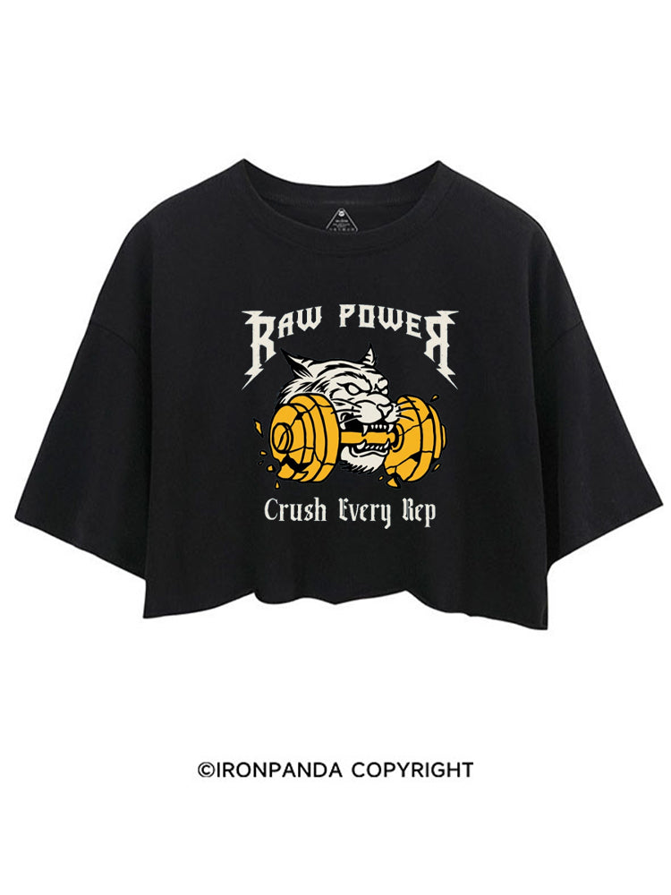 RAW POWER CRUSH EVERY REP TIGER CROP TOPS