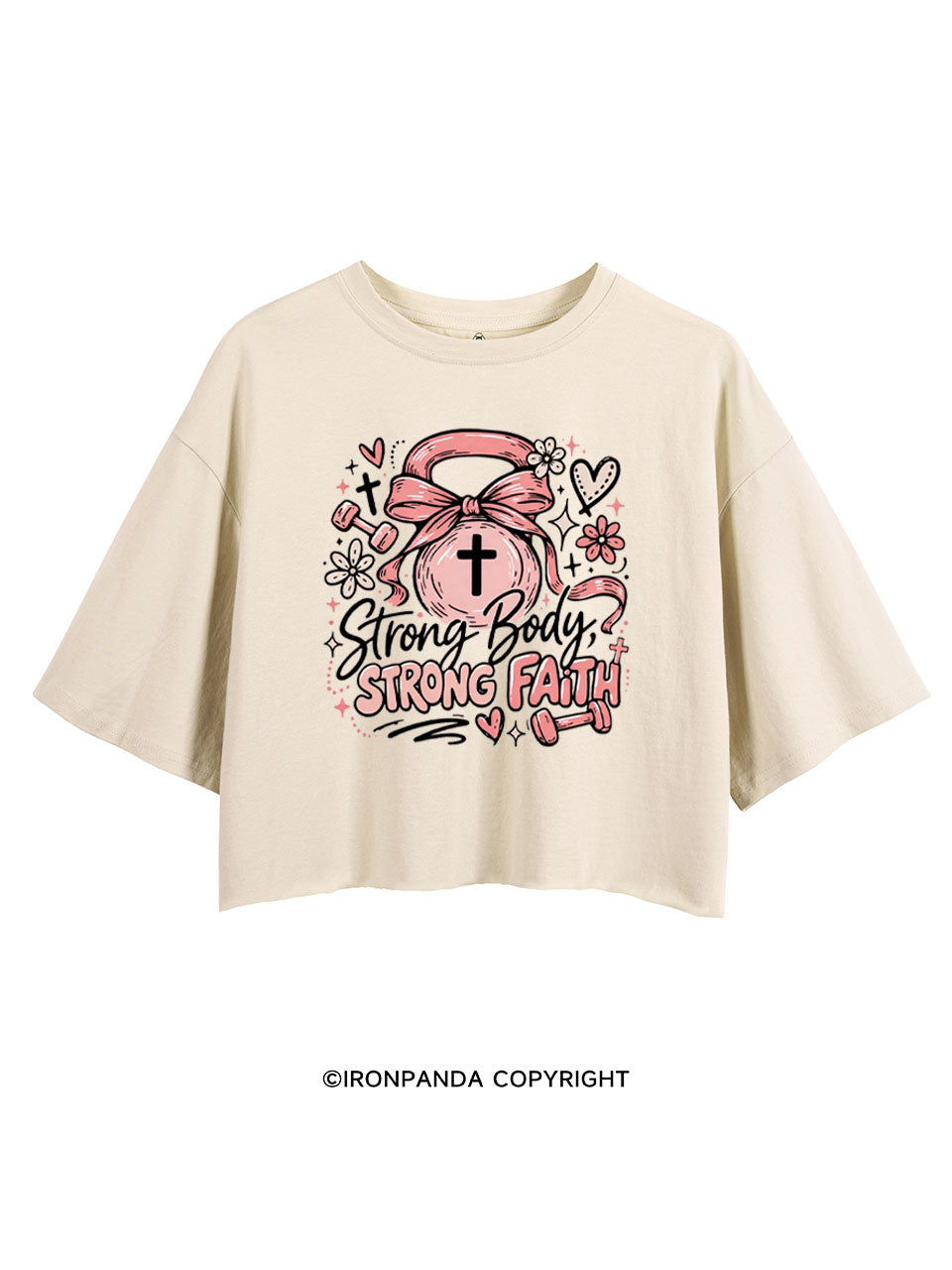 STRONG BODY, STRONG FAITH JESUS CROP TOPS